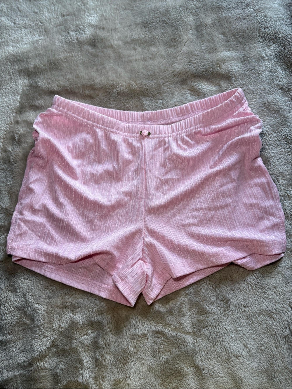 SHEIN Pink Ribbed Lounge Shorts with Elastic Waist